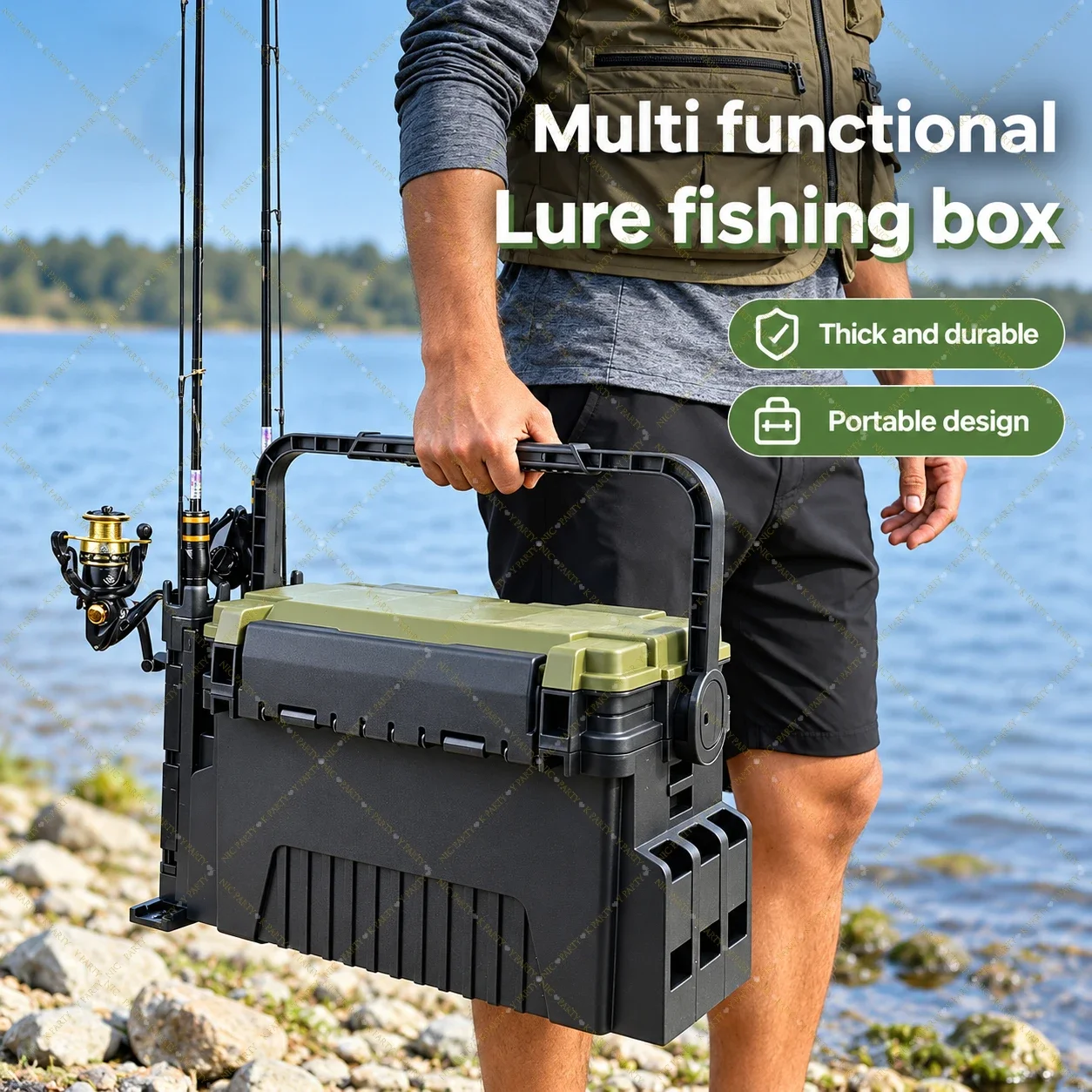 Fishing Kayak Crate - صندوق صيد كبير الحجم، متعدد الطبقات،